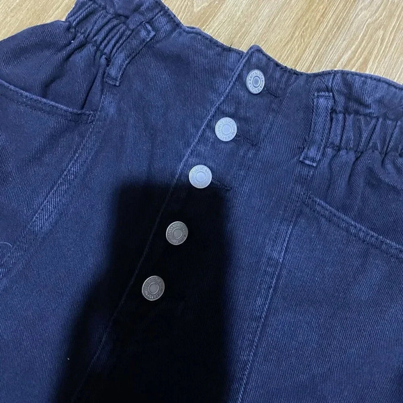 VTG Y2K High Waist Baggy Jeans 5 Buttons Stretch Waist Pocket Black Straight S/M - Picture 8 of 10